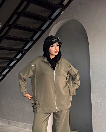 IŞŞIL 72068-Hakim Yaka Metal Düğmeli Esnek Penye Pantolon Takım