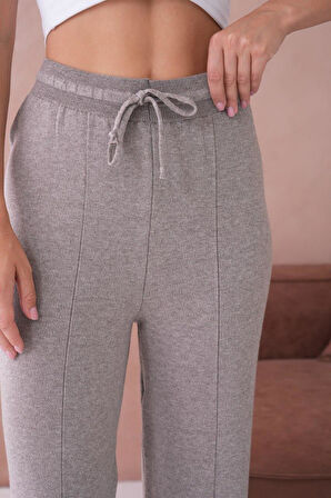 IŞŞIL 10878-Bağlamalı Esnek Palazzo Triko Pantolon