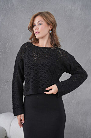 IŞŞIL 8600-Örgü Üst Askılı V Yaka  OverSize Triko Elbise