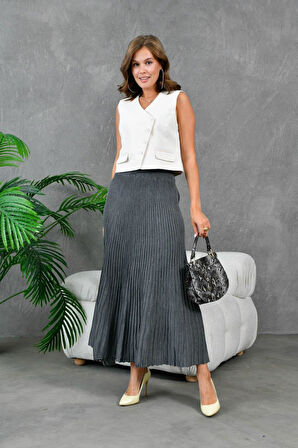 IŞŞIL 10807-Kloş Kesim Esnek Triko Etek