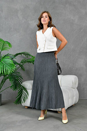 IŞŞIL 10807-Kloş Kesim Esnek Triko Etek