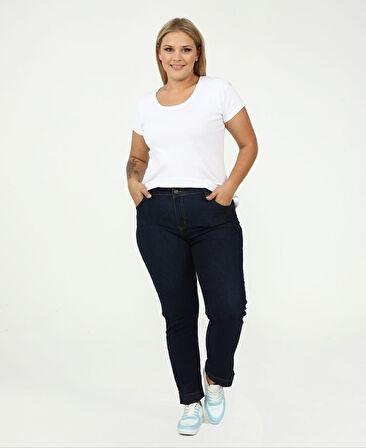 IŞŞIL 540-Büyük Beden Bilek Boy Esnek Kot Pantolon