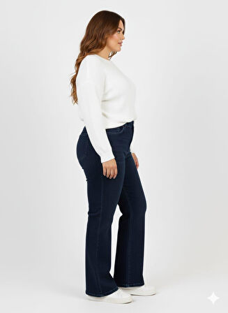 IŞŞIL 715-Büyük Beden İspanyol Paça Esnek Kot Pantolon