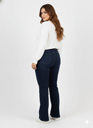 IŞŞIL 715-Büyük Beden İspanyol Paça Esnek Kot Pantolon