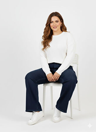 IŞŞIL 715-Büyük Beden İspanyol Paça Esnek Kot Pantolon