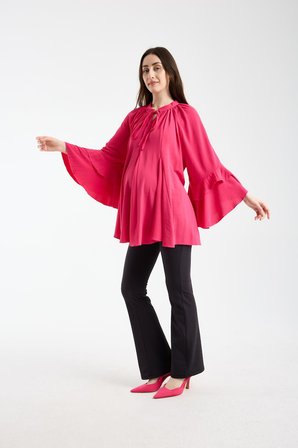 IŞŞIL 2618-Volanlı Kol Hamile Giyim OverSize Bluz-Tunik