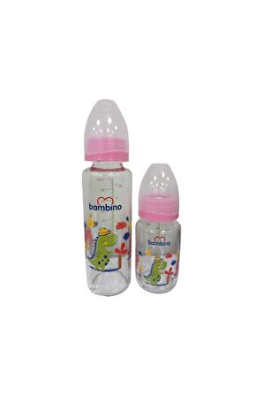 Bambino 2li Cam Biberon Seti 225ml+125ml  Kırmızı