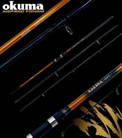 YekOutdoor Profesyonel Olta Seti Okuma Salina Surf 14' 420 cm 3 Parça Surf Kamışı&Okuma Wave X-6000 3+1BB Olta Makinesi