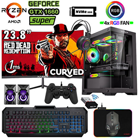 Xaser Blood x80 Ryzen 5 5600 16GB Ram 512GB M.2 SSD 6GB GTX1660 Super 23.8" Masaüstü Oyuncu Bilgisayarı