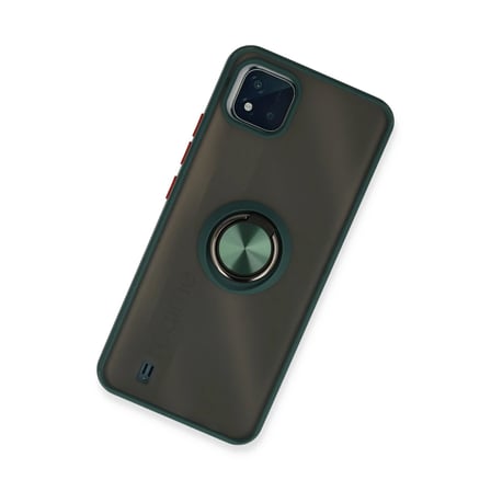 Realme C11 2021 Kılıf Montreal Yüzüklü Silikon Kapak - Yeşil