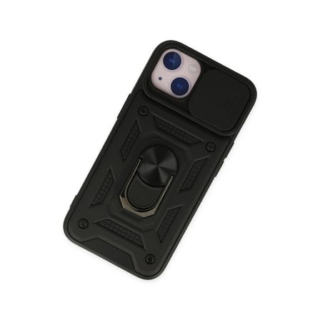 Apple iPhone 14 Kılıf Pars Lens Yüzüklü Silikon - Siyah