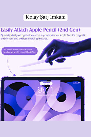 Apple iPad 10.9 inç 10.Nesil Uyumlu Fuchsia Smart Cover Standlı Katlanabilir Akıllı Tablet Kılıfı