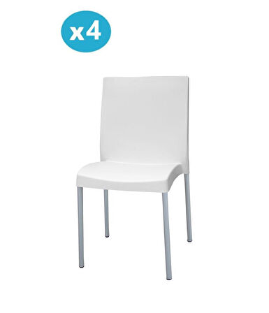 Omnipazar MT-CF875 Vortice Plastik Bahçe Balkon Sandalye 4'lü Set 