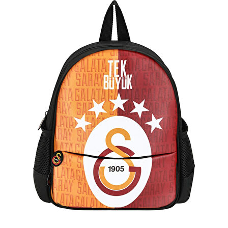 Galatasaray 2 Bölmeli 5 Yıldızlı Tek Büyük Suni Deri Anaokulu Çantası + Beslenme Çantası