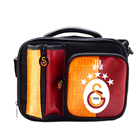 Galatasaray 2 Bölmeli 5 Yıldızlı Tek Büyük Suni Deri Anaokulu Çantası + Beslenme Çantası