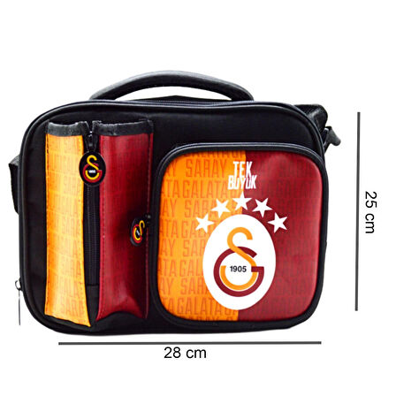 Galatasaray 2 Bölmeli 5 Yıldızlı Tek Büyük Suni Deri Anaokulu Çantası + Beslenme Çantası