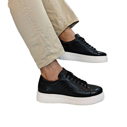 Voyager 6204 Siyah-Beyaz Hakiki Deri Erkek Ayakkabı