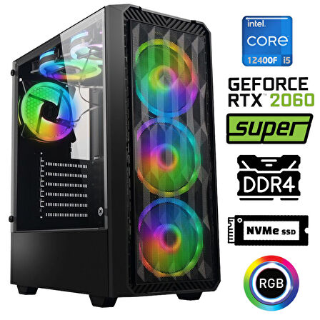 Xaser Xsr1075 i5 12400F 64GB Ram 1TB M.2 NVMe SSD 8GB RTX2060 SUPER Masaüstü Oyuncu Bilgisayarı