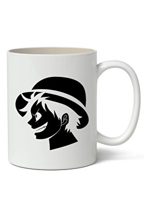 One Piece Luffy Özel Çizim Anime Baskılı Beyaz Kupa Bardak