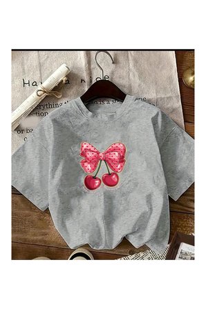 Unisex Vişne Baskılı Tasarım Tshirt