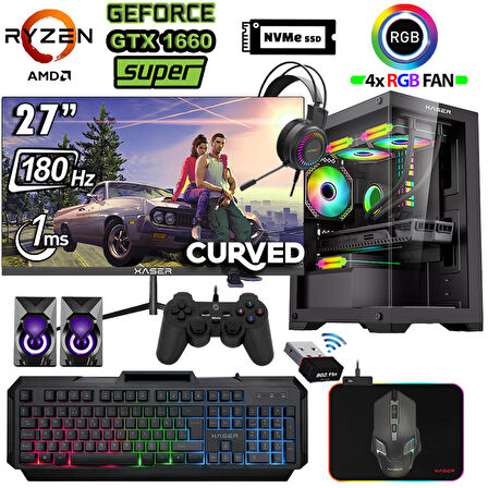 Xaser Blood x100 Ryzen 5 5600 32GB Ram 1TB M.2 SSD 6GB GTX1660 Super 27" 180Hz Masaüstü Oyuncu Bilgisayarı
