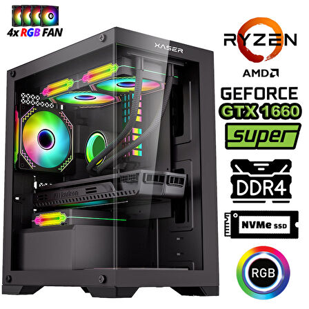 Xaser Blood x60 Ryzen 5 5600 16GB Ram 512GB M.2 SSD 6GB GTX1660 Super Masaüstü Oyuncu Bilgisayar