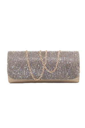 Suyolu taşlı gold abiye çanta. Abiye portföy clutch davet altın çantası kadın gold abiye taşlı çanta