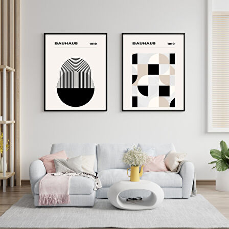 Bauhaus Minimalist  Duvar Tablosu Çerçeveli 2'li Set