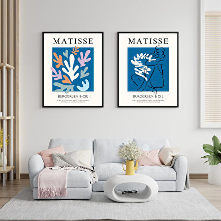Mavinin Büyüsü Matisse  Duvar Tablosu Çerçeveli 2'li Set
