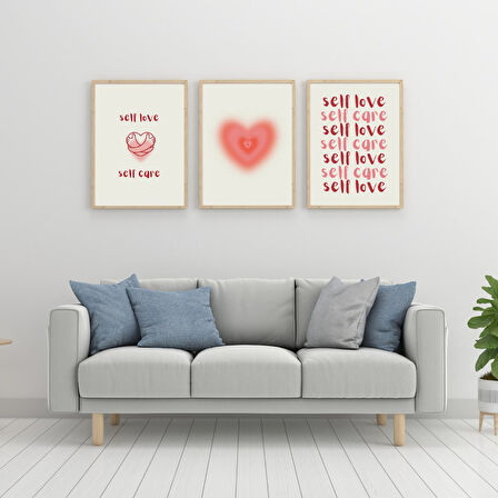 Self Love Care  Duvar Tablosu Çerçeveli 3'lü Set