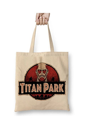 Attack On Titan Titan Park Bez Çanta Uzun Saplı Alışveriş Çantası Plaj Çantası
