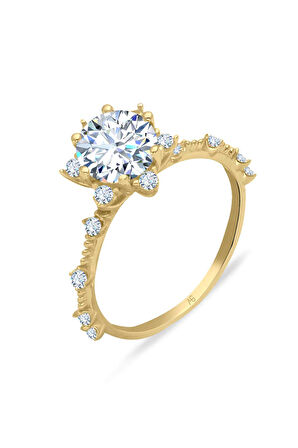 Sarı Altın Tektaş Tasarım Yüzük