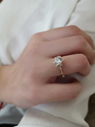 Sarı Altın Tektaş Tasarım Yüzük