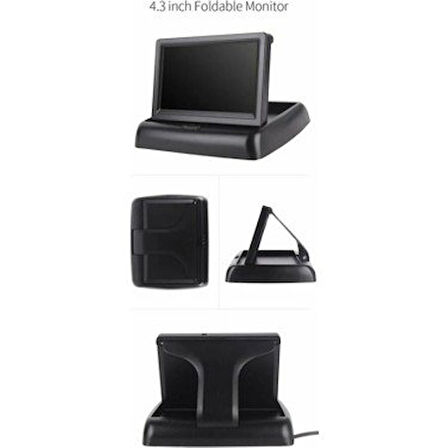 KARE KATLANIR EKRAN+KAMERA 4.3 İNÇ PMX+ARAÇ PARK SENSÖRÜ 22MM SİYAH PMX SESLİ