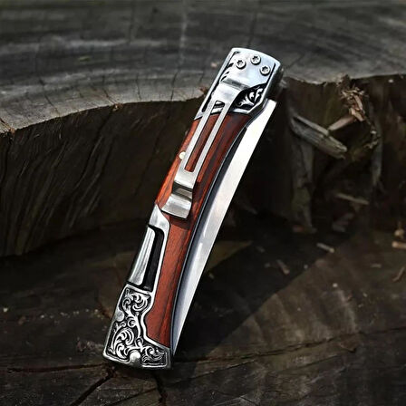 Kişiye Özel Columbia Serisi Ahşap Saplı Kamp Outdoor Bıçağı