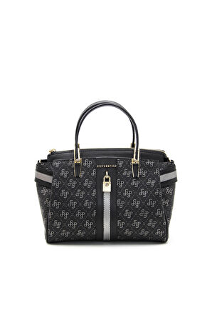 Kadın Omuz Çantası 1103-42965 SİLVER POLO  Kadın ÇANTASI M178 SİYAH PLATİN-MAT SİYAH