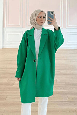 Arelis Düğme Detay Uzun Blazer Ceket TNS-4296