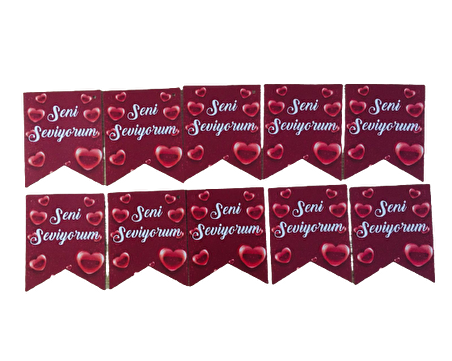 BANNER BAYRAK - SENİ SEVİYORUM (KALPLER) 1,65 CM