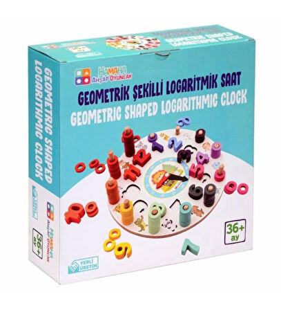 Geometrik şekilli logaritmik zeka geliştirici Ahşap eğitici renkli saat oyunu seti