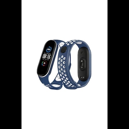 Xiaomi Mi Band 6 Spor Delikli Kordon - Lacivert-Beyaz
