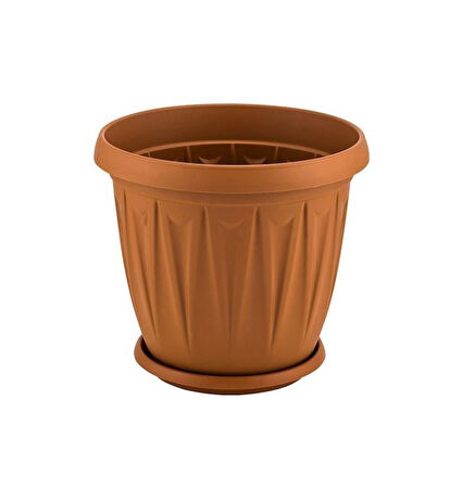 Omnipazar SY-5704 Plastik Ürgüp Tabaklı Saksı Takımı 5 lt Kahverengi 6 Adet