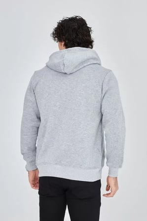 BiCOMI Unisex Tam Fermuarlı, Ayarlanabilir Kapüşonlu Günlük Termal Konfor Sweatshirt – Melanj Gri