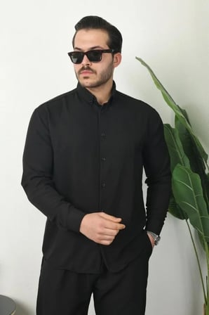 Bicomi Erkek Sofya Nefes Alan Rahat Kalıp Keten Gömlek & Pantolon İkili Yazlık Takım