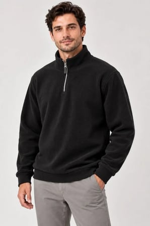 Biçomi Erkek Soğuk Geçirmez Termal Polar Dik Yaka Yarım Fermuarlı Nefes Alan Rahat Kesim Kışlık Sweatshirt