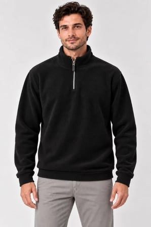 Biçomi Erkek Soğuk Geçirmez Termal Polar Dik Yaka Yarım Fermuarlı Nefes Alan Rahat Kesim Kışlık Sweatshirt