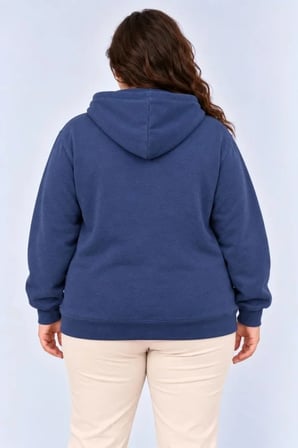 Biçomi Battal Boy Ekstra Sıcak Tutan Şardonlu Rahat Kesim Kanguru Cepli Sweatshirt- Lacivert
