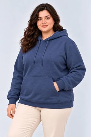 Biçomi Battal Boy Ekstra Sıcak Tutan Şardonlu Rahat Kesim Kanguru Cepli Sweatshirt- Lacivert