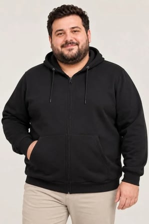 Biçomi Büyük Beden Termal Konforlu İçi Polar Şardonlu Tam Fermuarlı Kışlık Sweatshirt Ceket (Battal)