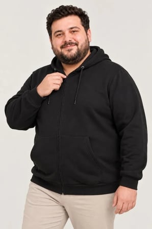 Biçomi Büyük Beden Termal Konforlu İçi Polar Şardonlu Tam Fermuarlı Kışlık Sweatshirt Ceket (Battal)