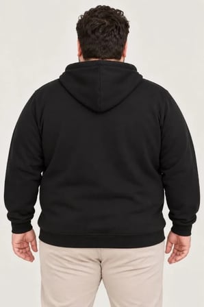 Biçomi Büyük Beden Termal Konforlu İçi Polar Şardonlu Tam Fermuarlı Kışlık Sweatshirt Ceket (Battal)